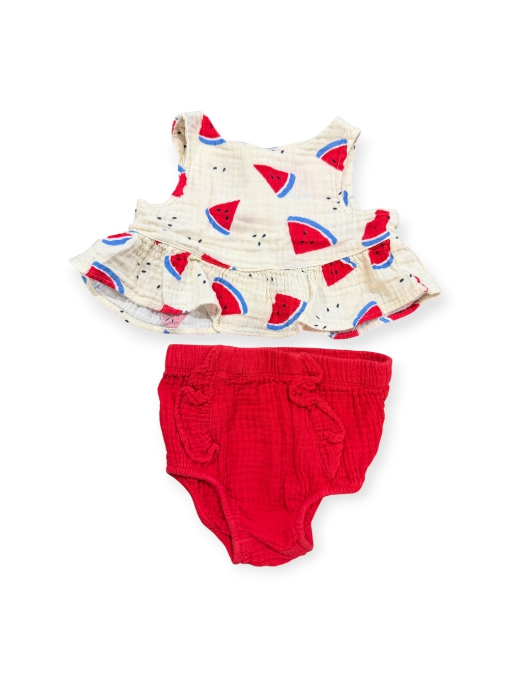 Baby Cat & Jack 2-Piece Watermelon Print Top and Red Bloomers, Size 6-9 Months